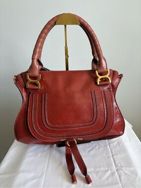 Chloé Marcie Satchel – Embossed Snake Print Calfskin